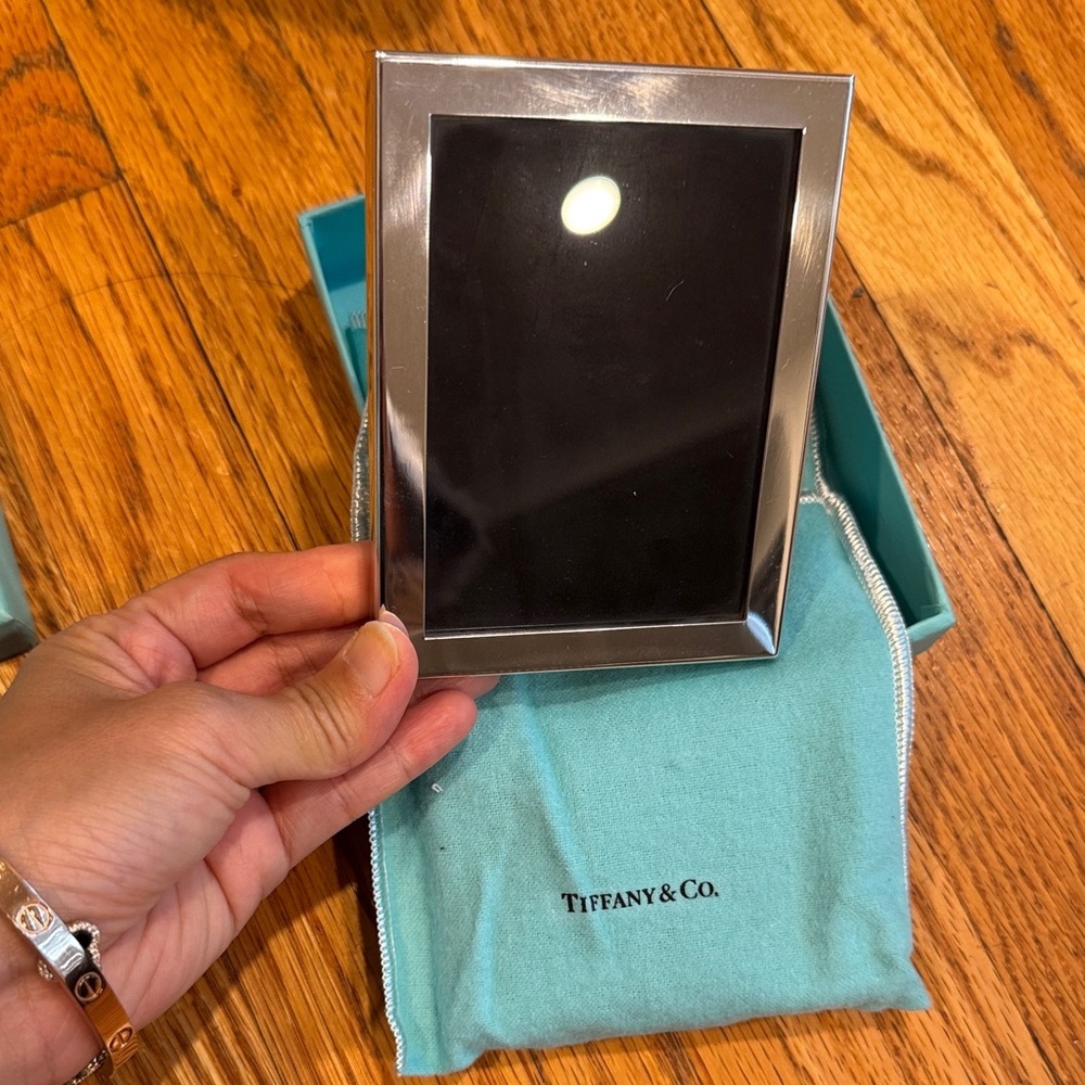 Tiffany & Co. Silver Frame with Teal Pouch